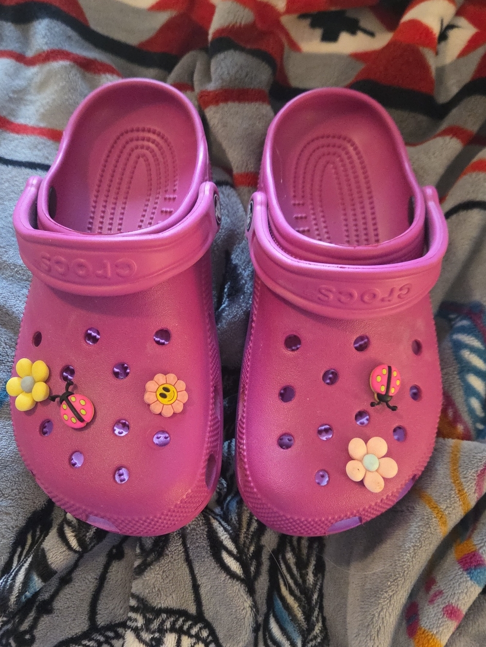 CROCS Kids' Clog in Bright Purple with Charms